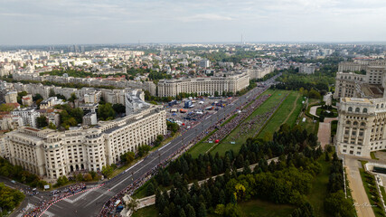 Aerial view of Unirii Boulevard on a sunny day