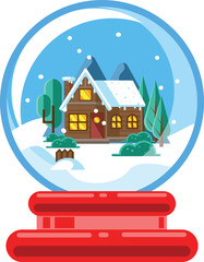 christmas snowball globe with flat design