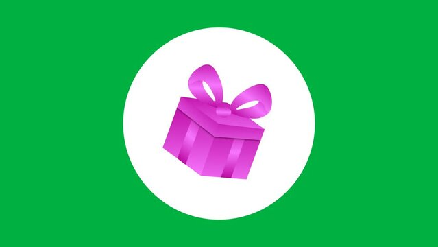 gift boxe moving sticker icon isolated on green screen. concept for new year and Christmas wishes.