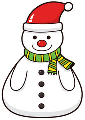 Happy winter greeting card or poster with snowman 