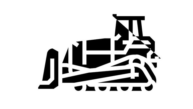 bulldozer construction car vehicle line icon animation
