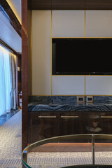 Luxurious balcony ocean view or oceanview outside exterior suite cabin on classic luxury ocean...