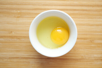 Fried eggs in the plate close up ,