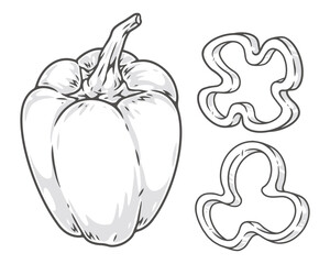 Bulgarian pepper set monochrome emblems