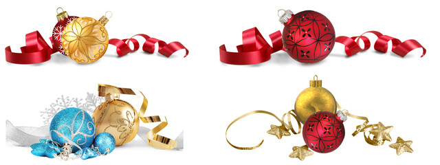 Christmas balls collection. for christmas decoration.christmas ornaments transparent background. 