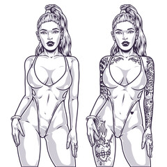 Beach cool girl monochrome emblem