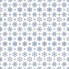 Snowflakes. Repeating vector pattern. Isolated colorless background. Seamless festive ornament. Delicate crystal background. Idea for web design, packaging, wallpaper, cover, textile. Frostwork. 