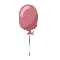 Balloon in cartoon style for birthday and party. A flying balloon with a rope. Pink isolated ball on a white background. Flat icon for celebration and carnival. Vector