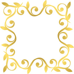 四角の飾り枠　ツタ　ゴールド
