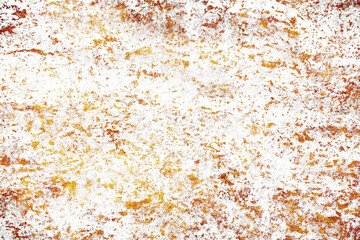 Rusty metal texture. Corrosion background. White peeling paint. Grunge rust on metal. Cracked paint pattern.