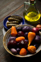 Boiled vegetables for salad