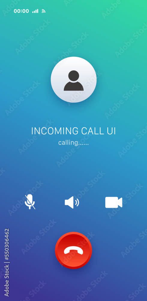 Poster incoming phone call screen user interface ui .for website and mobile apps vector illustration