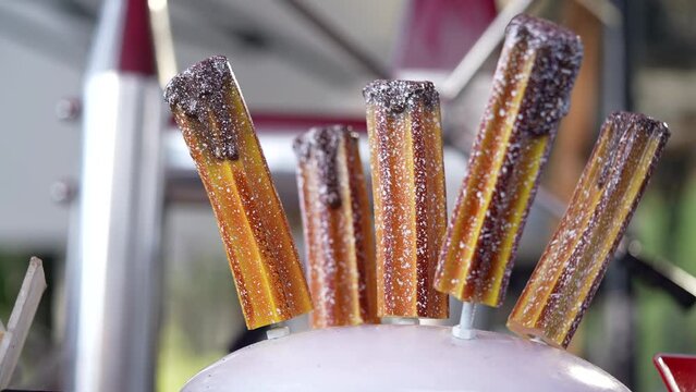 Farturas or Spanish Churros Fried Dough Sticks Sold at Festivals