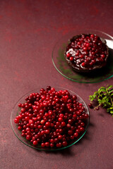 lingonberry and chocolate dessert