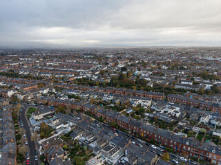 Obraz premium Street and house in the suburbs of Dublin, Ireland, Aerial view