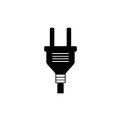 Power plug icon  in black flat glyph, filled style isolated on white background