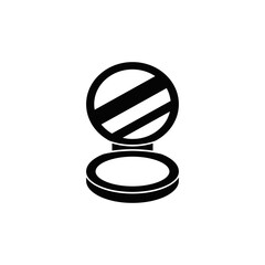 Beauty powder icon in black flat glyph, filled style isolated on white background