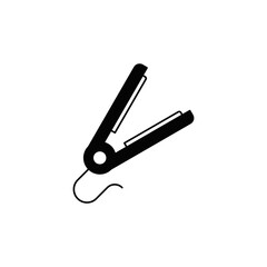 Hair straightener icon in black flat glyph, filled style isolated on white background