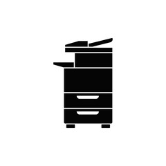 Photocopy, printer icon in black flat glyph, filled style isolated on white background