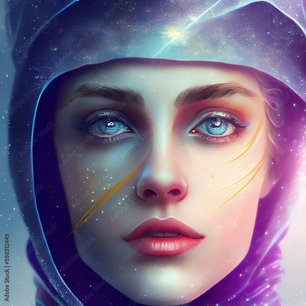 Wall mural a fictional person, not based on a real person. portrait of an fictional astronaut in a spacesuit. h