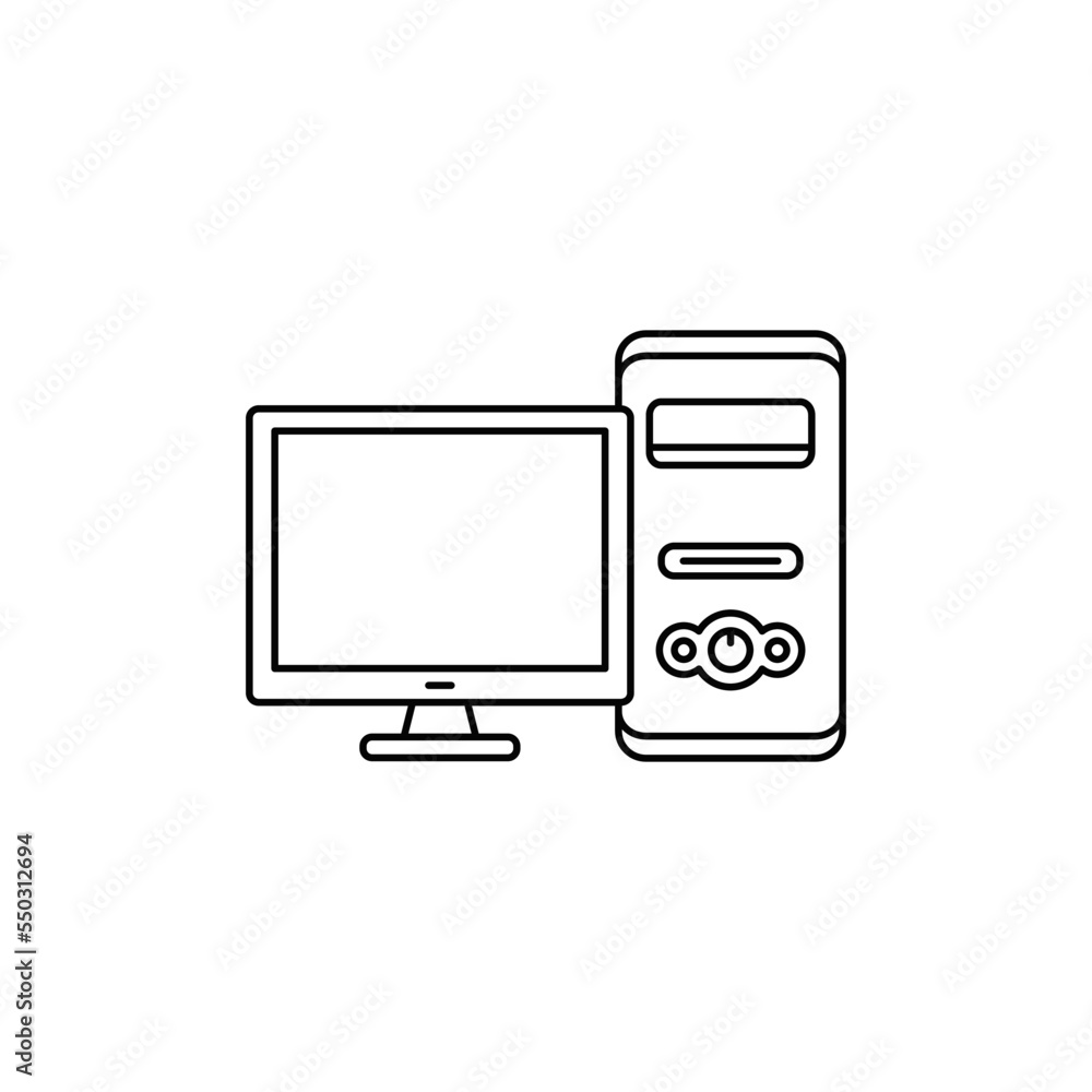 Poster personal computer icon in line style icon, isolated on white background