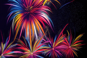 Holiday magic fireworks. AI generated.