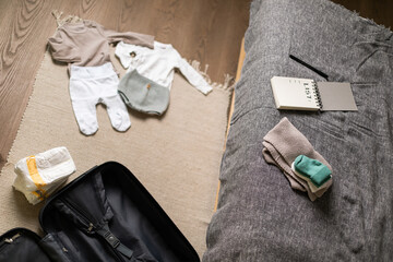 Packing baby things for maternity hospital preparation for childbirth