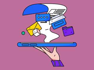 Flat vector concept operation illustration of people working in business
