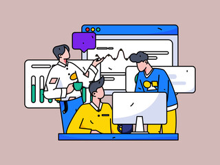 Flat vector concept operation illustration of people working in business

