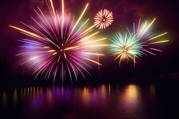 Obraz premium Holiday magic fireworks. AI generated.