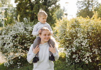 Fototapeta premium mother and son have activities together on holidays