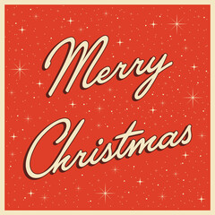 Retro Merry Christmas greeting card.