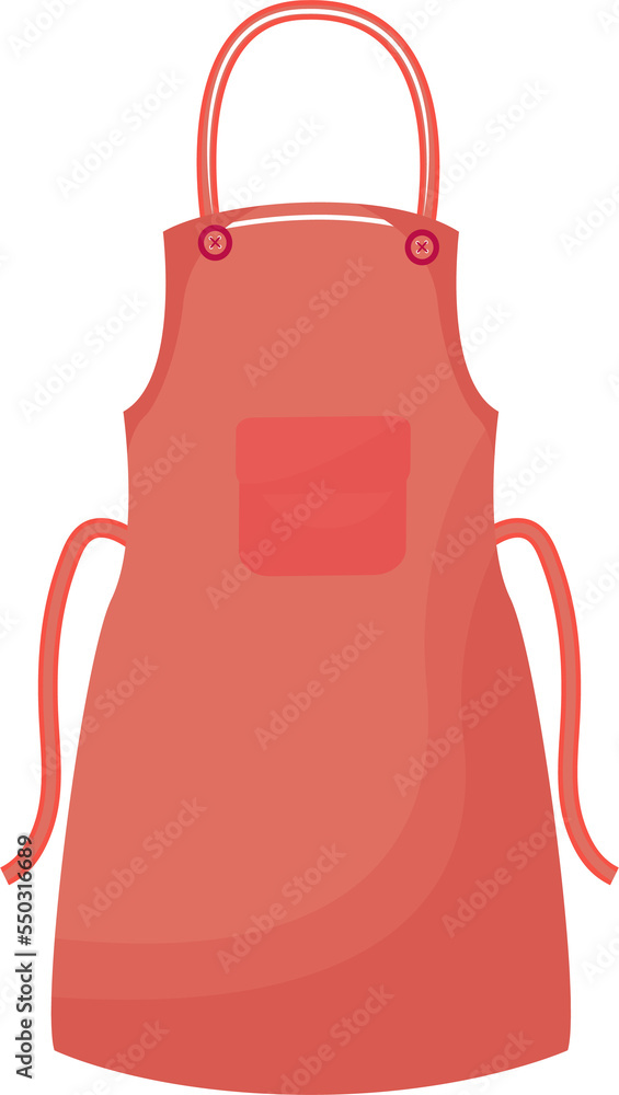 Poster red apron for cooking semi flat color raster object. full sized item on white. hostess apron. protec