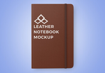 Notebook With Leather Cover Mockup


