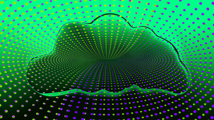 Neon light green digital cloud. Data exchanges and communication network security concept. Metaverse backdrop. New innovative technology. Copy space. card. Template. Virtual reality. Efficient energy.