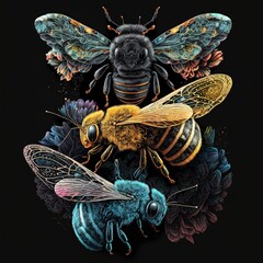 Three bees