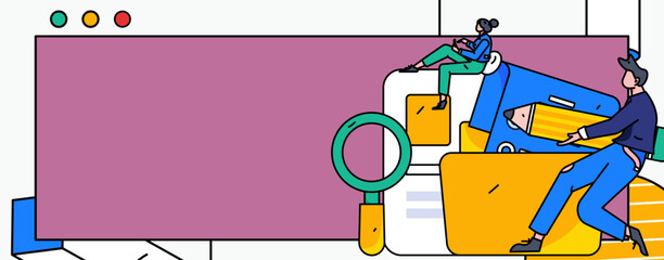 Flat vector concept operation illustration of people working in business
