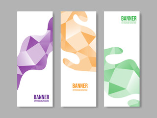 vertical banner collection template design low poly shape