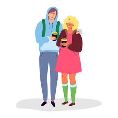 Happy couple on a date - modern colorful flat design style illustration