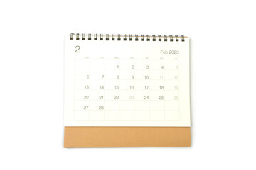 February 2023 calendar page on white background. Calendar background for reminder, business planning, appointment meeting and event.