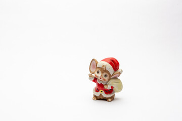 Christmas statue mouse dressed as Santa