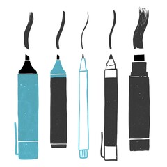 Drawing instrument. Artist's paintool, pencil, brush. Simple flat illustration 