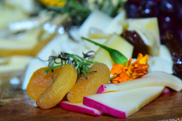 appetizer with apricots and cheese, cold food buffet, apricots and cheeses, cold cuts board, party buffet, birthday party