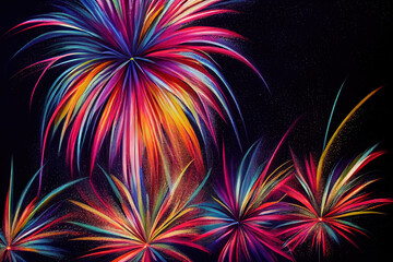 Holiday magic fireworks. AI generated.