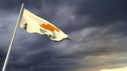 Naklejka na ściany i meble pretty Cyprus flag on heavy dark clouds bg - abstract 3D illustration
