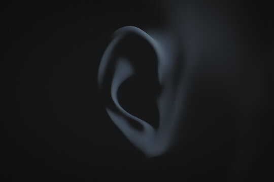 Human ear close-up. 3d illustration