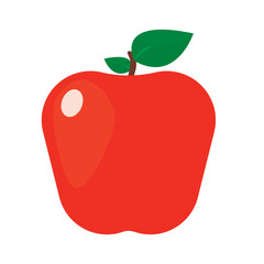 Red sweet apple. Shiny apple vector illustration. Healthy diet. Fresh fruit. Nutritious diet with fresh apple fruit. 
