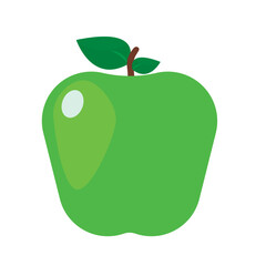 Green sweet apple. Shiny apple vector illustration. Healthy diet. Fresh fruit. Nutritious diet with fresh apple fruit. 