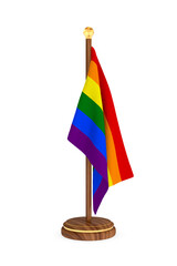 LGBT flag on white background. Isolated 3D illustration