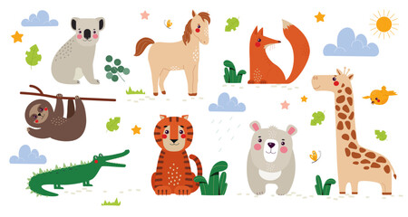 Obraz premium Set of Cute animals
